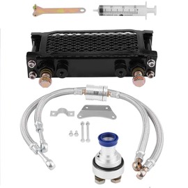 Auttoop Motorcycle Engine Oil Cooler Oil Cooling Radiator System Kit for CB CG 100CC-250CC (65ml-Black) Motorbike Oil Cooler Cooling Radiator Engine Set