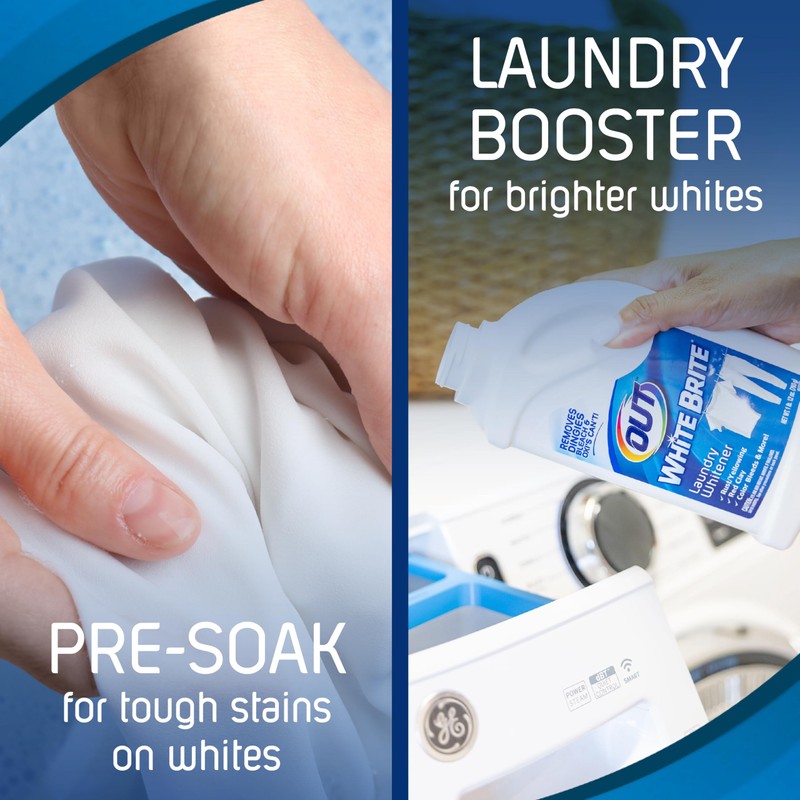OUT White Brite Laundry Whitener Bleach Alternative, Stain Remover Detergent