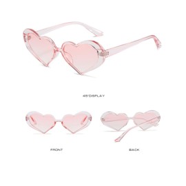QVKUUT Heart Sunglasses for Women, Heart Shaped Party Sunglasses, Fashion Glasses for Women, pink