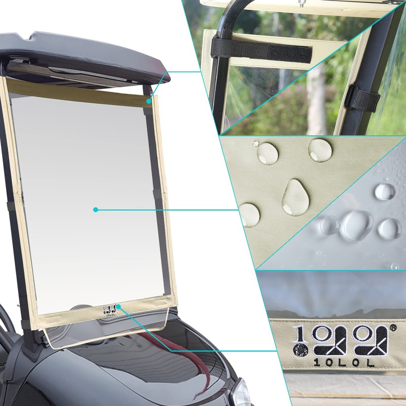 10L0L Foldable Golf Cart Windshield Film for EZGO RXV, Clear