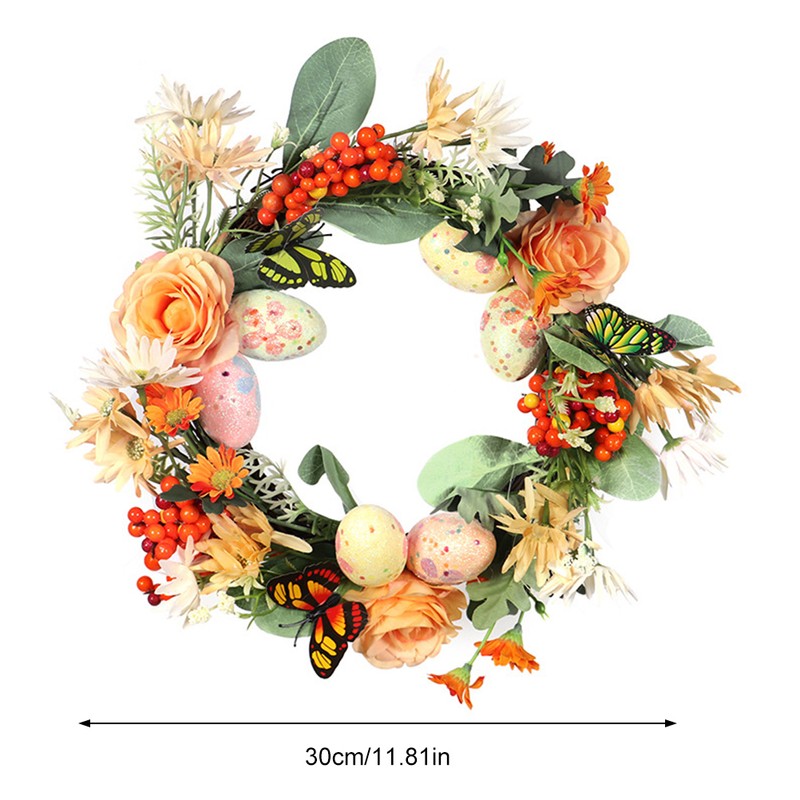 Easter Egg Garland Wreath Natural Rattan Artificial Wreath Easter Decoration