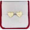 10K Yellow Gold Diamond Cut Nugget Heart Earrings
