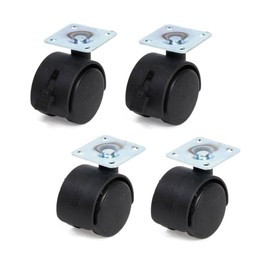 Gedotec Plastic Furniture Castors Set | 2 Pieces with Brakes - 2 Pieces Without | Castors for Furniture | Basic | Castors Diameter 50 mm | Load Capacity 80 kg per Set | Furniture Transport Castors