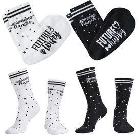 InnoBeta Engagement Gifts for Couples Socks Bundle 2 Pack, One Size Crew Socks for Bride and Groom