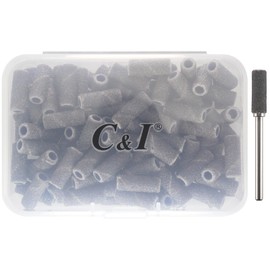 C & I 100pcs Small Sanding Bands & 1pc Slim Mandrel Nail Drill Bit Set Acrylic Gel Remove False Nails Shaping Cuticle Care Nail Prep Efile Nail Supplies for Nail Salon (Black, 240 Extra Fine-XF)