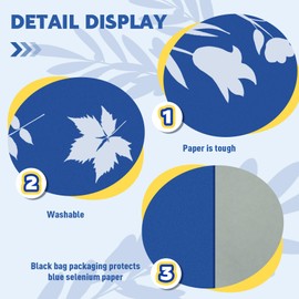 Pojedehy 60 Pcs Sun Print Paper Kit with Acrylic Panel, A4 A5 A6 Cyanotype Art Paper