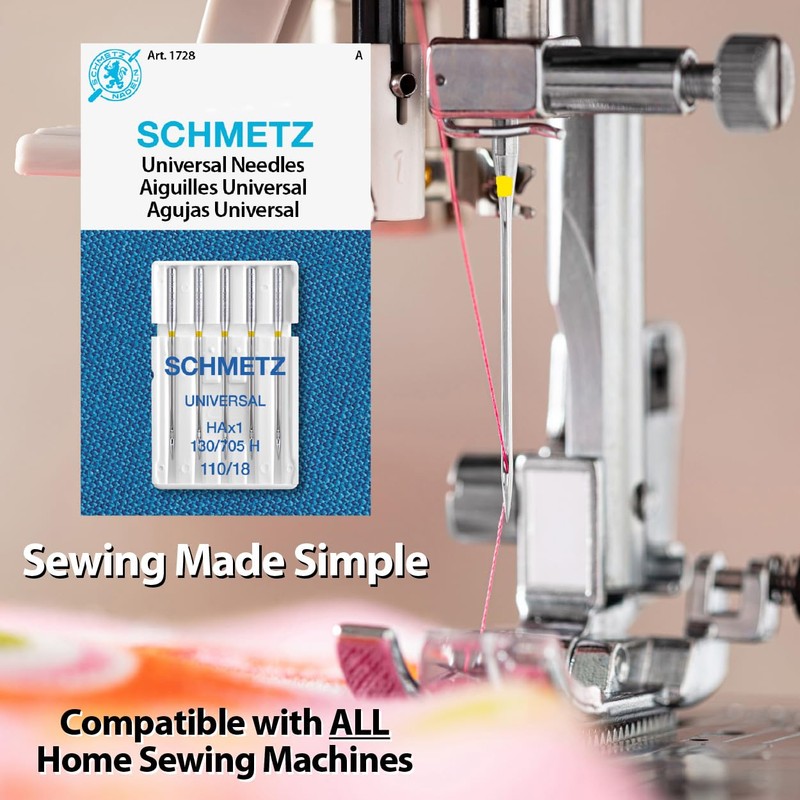 SCHMETZ Universal Sewing Machine Needles - Size 110/18, 5-Needle Cards,