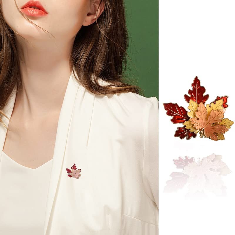 Maple Leaf Brooch Pin Autumn Fall Leaves Brooch Retro Lapel