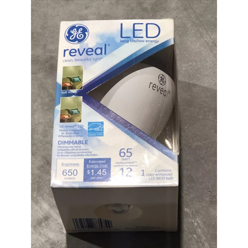 GE Lighting BR30 Reveal LED Floodlight Bulb, 12 Watts -
