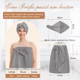 Oemmn Pack of 2 Sauna Kilt Rome for Women with Shower Cap, Terry Towelling Sauna Kilt for Women, Premium Sauna Kilt, Ideal Fit for a Non-Slip Sauna Experience, Sauna Towel Women's Fluffy & Soft (Dark