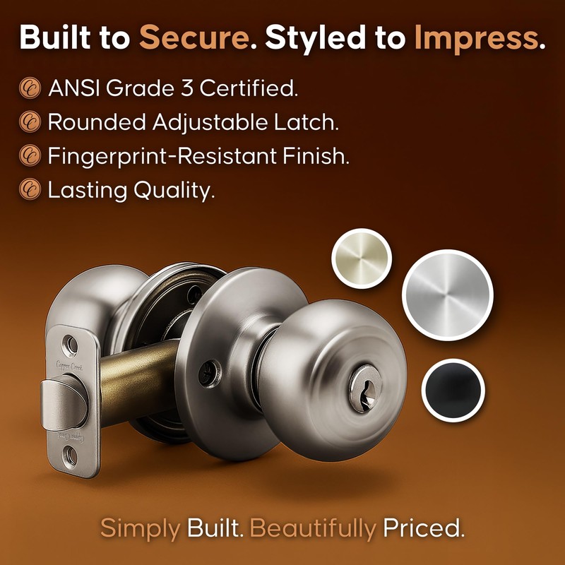 Copper Creek CKDB141PS Colonial Door Knob Keyed Alike with Deadbolt