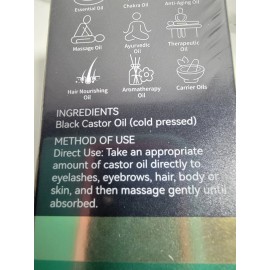 Aliver 100% Pure Organic Jamaican Black Castor Oil Cold Pressed 2.02 oz One Ingredient