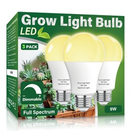 Wiyifada 3 Pack Full Spectrum Grow Light Bulbs,A19 Grow Lights for Indoor Plants,Dimmable E26 9W Grow Bulb Replace up to 100W,Plant Lights for Indoor Growing,Flowers,Greenhouse,Indore