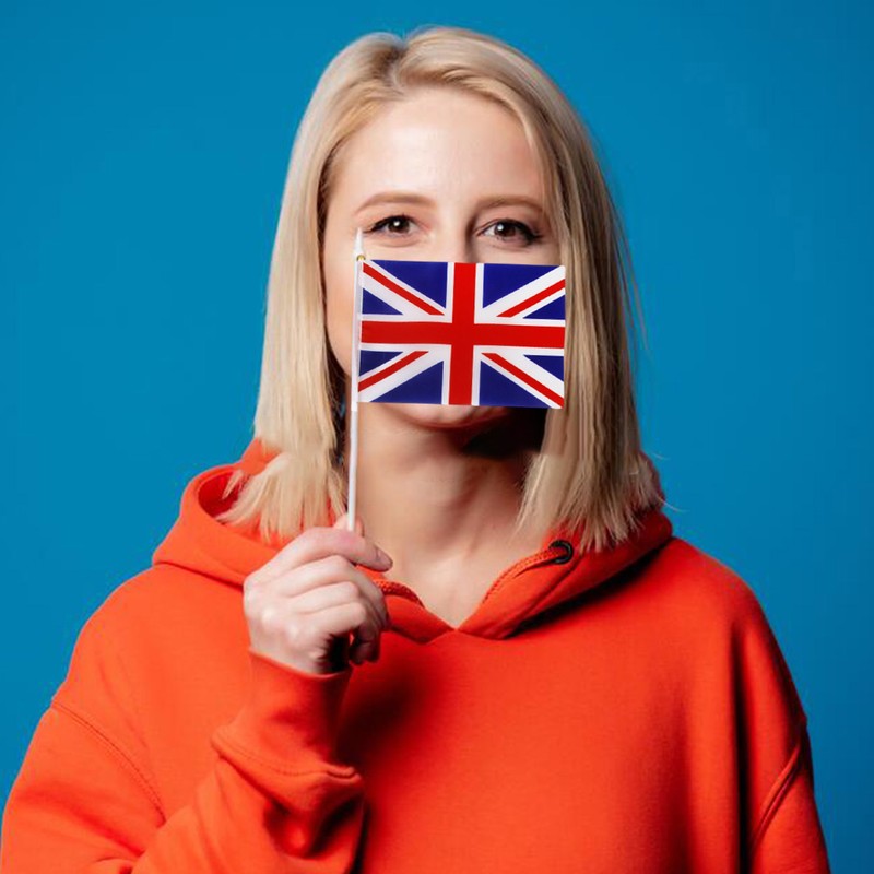 100Pcs Union Jack Mini Flags Hand Held Stick Flags Small