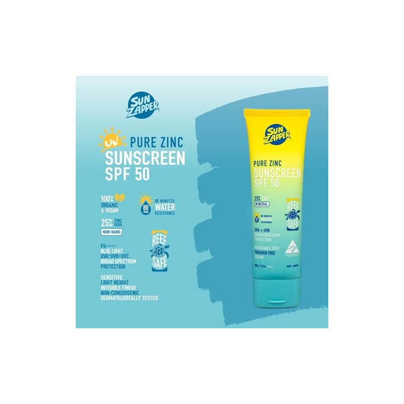 Sun Zapper Pure Zinc Sunscreen Bloqueador Solar SPF 50 Reef