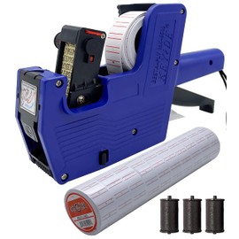 MX5500 Price Marking Machine, 1 Line 8-Bit Price Marking Machine Price Tag Marking Machine Code Coding Machine.10 Roll of Labels and 3 Ink Wheels for Free (Blue)