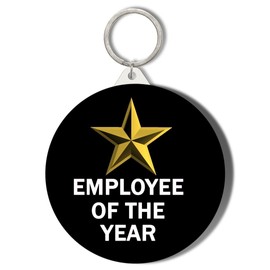 Gift Insanity EMPLOYEE OF THE WEEK GOLD STAR ON BLACK SHORT CHAIN KEYRING BOTTLE OPENER