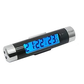 MACHSWON Car LCD Digital Temperature + Time Clock with Blue Blacklight for Car Bicycle Motorcycle Auto Moto Truck, 86 x 20mm
