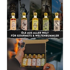 Oil der Welt Gift Set I 5 of the Most Delicious Oils in the World in Gift Set (5 x 40 ml) Including Recipes I Special Oils Cooking, Spices Cooking Oil Set, Gifts for Men and Women