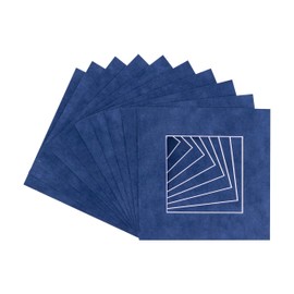 Poster Palooza 5x5 Mat For 7x7 Frame - Precut Navy Suede Square Shaped Photo Mat Board Opening - Acid Free Matte to Protect Your Pictures - Bevel Cut for Family Photos, Pack of 25 Matboards