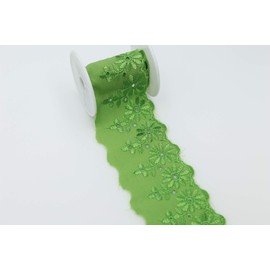 Feathers Creation 2 Yards Daisy Cotton Flat Border Anglais Lace Trim 2 Inch Broad Edging,Fabric Border Finishing,Wedding Dress,Casual Dress Edging Sew On (Olive Green)