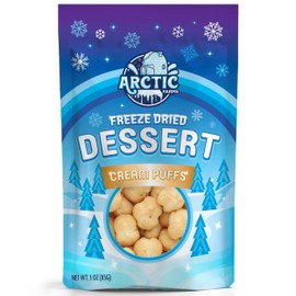 Arctic Farms Belgian Cream Puffs, Freeze Dried Dessert, Light and Creamy Vanilla Filled (Large Bag)