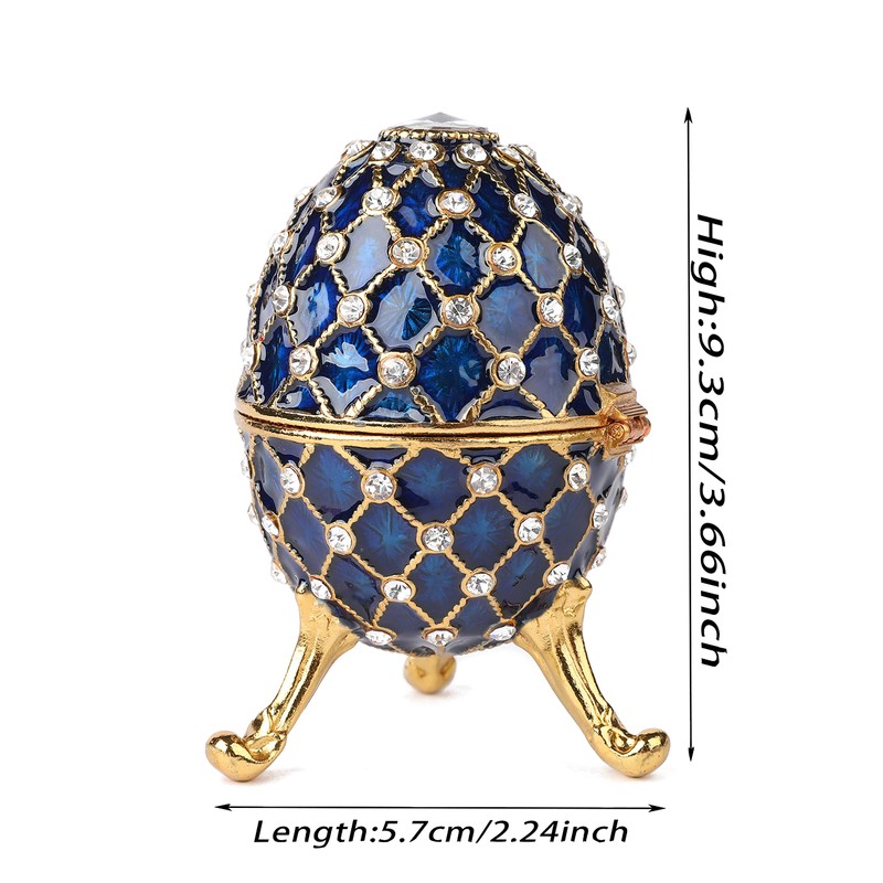 QIFU Vintage Blue Easter Egg Style Trinket Box with Mini