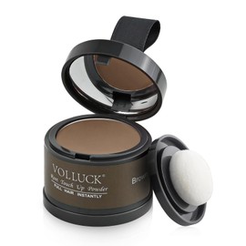 VOLLUCK Root Touch up Powder, Instant Hairline Powder for Thinning Areas and Gray Hair Coverage, Natural and Non-greasy Root Cover up for Women and Men (Brown, 0.14 Ounce)