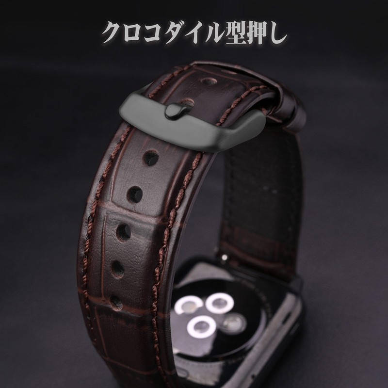ANNEFIT Genuine Leather Watch Strap, Crocodile-Embossed Watch Band, Quick Release