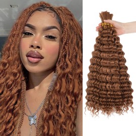 FanLin Deep Wave Bulk Hair for Boho Braids 3Packs 22inch 160g No Weft Synthetic Braiding Hair Water Wave Brazilian Virgin Curly Hair Extensions (Deep-30#, 22inch)