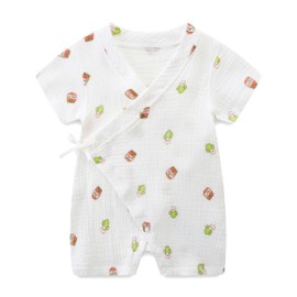 Koreanmade Baby Kimono Robe Romper with Traditional Korean Design Prints 100% Cotton (Kimchi, 6-12 months)
