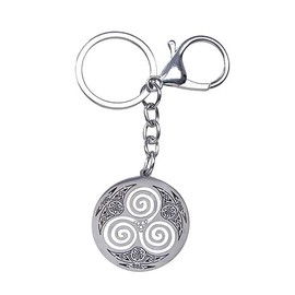 Key Ring Bag Jewellery Medallion Symbol Triskel Stainless Steel Silver 9 x 3.5 cm, silver