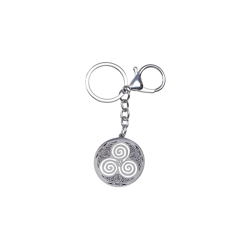 Key Ring Bag Jewellery Medallion Symbol Triskel Stainless Steel Silver