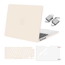 MOSISO Compatible with MacBook Pro 14 inch Case 2025 2024 2023 2022 2021 M4 M3 M2 M1 A3112 A3185 A3401 A2918 A2992 A2779 A2442, Hard Shell Cover&KeyboardCover&Screen Film&Type C Adapter, Beige