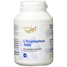 Vita World L-Tryptophan 1000 mg 120 Tablets High Dose Vegan L Tryptophan Amino Acid Only 1 Tablet Per Day
