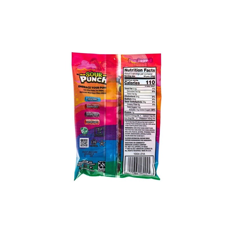 Sour Punch Bite Peg Sweet Bites Assorted (Pack of 12