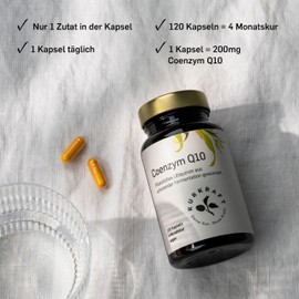 KURKRAFT® Coenzym Q10 - Hochdosiert & Vegan - 200 mg pro Kapsel - Hohe Bioverfügbarkeit - Ohne unnötige Zusätze, 120 Kapseln