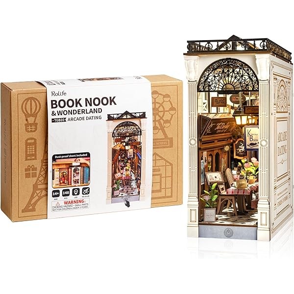 Rolife DIY Book Nook Kits for Adults, Miniature Dollhouse Booknook