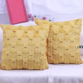 JXZYGMD Easter Pillow Covers 18x18 inch Set of 2 Easter Decoration Yellow Cute Rabbit Soft Plush Throw Pillows for Bedroom Sofa Home Decor
