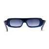 Retro Shield Narrow Rectangle Flat Top Plastic Sunglasses Blue -