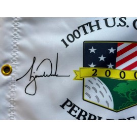 2000 US Open @ Pebble Beach White Souvenir Flag w/Tiger Woods PGA "Tiger Slam"