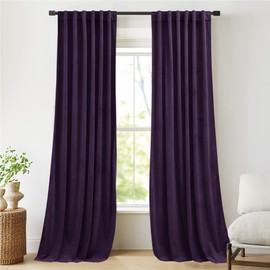 NICETOWN Purple Luxury Velvet Curtain Panels, Home Decoration Back Tab Window Treatment for Living Room/Bedroom/Home Theatre/Foyer Door/Sliding Glass Door/Dorm (2 Panel Per Pack, 96 inches Long)