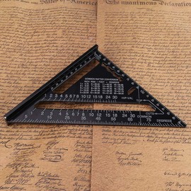7'' Metric Aluminum Alloy Oxidation Roofing Square Triangle Angle Protractor,Black Color (Black)