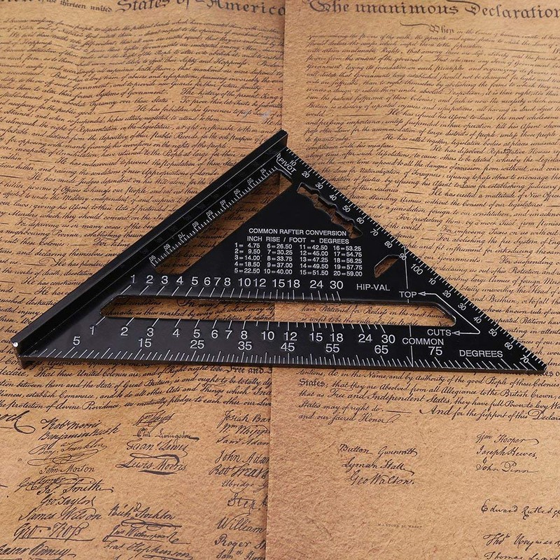 7'' Metric Aluminum Alloy Oxidation Roofing Square Triangle Angle Protractor,Black
