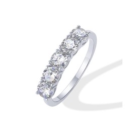 PAVOI 18K White Gold Plated Premium Moissanite Engagement Ring for Women | Promise Eternity Ring Jewelry | Size 5