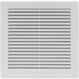 HVAC OV 8" x 8" Inch (Grille Dimensions) White Plastic Square Vent Cover - HVAC Air Return Grille - Built-in Protection Screen - 10" x 10" Inch (External Dimensions)