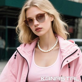 KANASTAL Clear Brown Sunglasses Womens Mens Transparent Polarised Round Classic Retro Ladies Vintage Female Driving Urban Fashion UV400 - Gradient Brown Lens