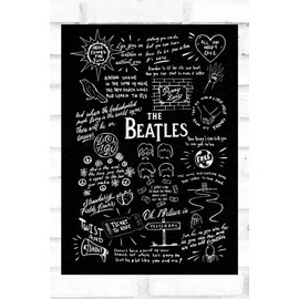 Hewson The Beatles Doodle Lyric Poster - Beatles Print Gifts - Beatles Artwork Gift for Beatles Lover Music Poster (A3, Black Chalkboard)