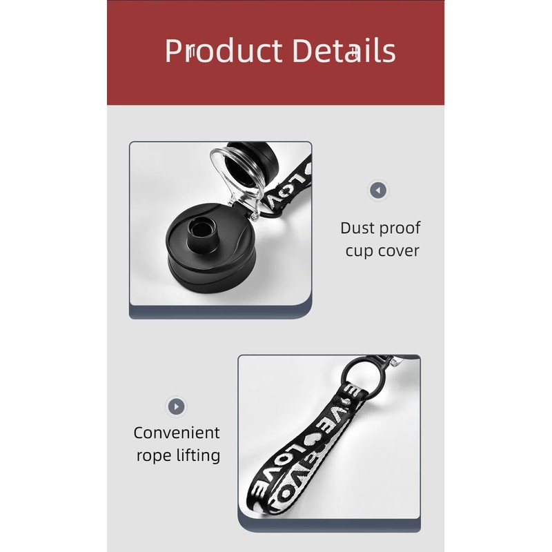 Sports Water Bottle, 1.7L Capacity, Leakproof Design, Black and Grey,