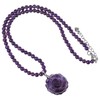 KYEYGWO Carved Rose Flower Pendant Beaded Necklace, Natural Crystal 4mm